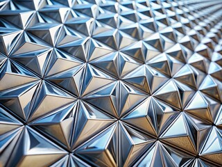 Modern 3D Geometric Tessellation: White Chrome Reflection, Clean Minimalist Design