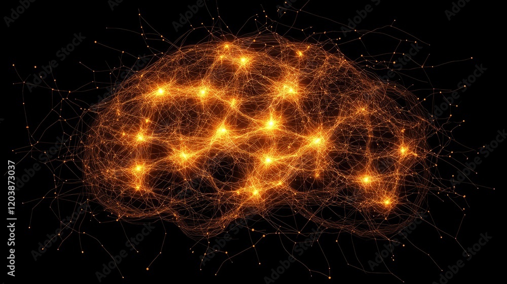 Aufkleber creative artwork showcasing intelligence with interconnected glowing nodes forming a complex brain s