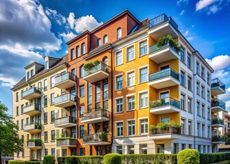 Fototapeta premium Modern Apartment Building Next to Historic Building - Urban Renewal Stock Photo