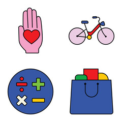 Modern Icons Flat Icon Set Isolated On White Background