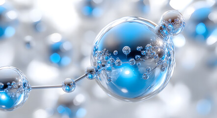 Abstract Molecular Structure with Blue Spheres and Connections
