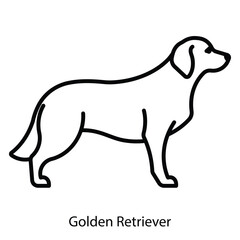 Retriever dog, line icon. Retriever standing, side view.  Linear illustration, editable strokes