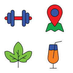 Modern Icons Flat Icon Set Isolated On White Background