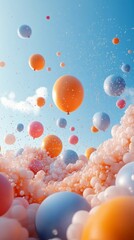 Colorful balloons floating against a charming backdrop enhance any festive celebration setting