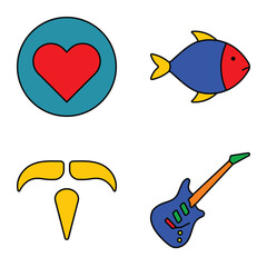 Modern Icons Flat Icon Set Isolated On White Background