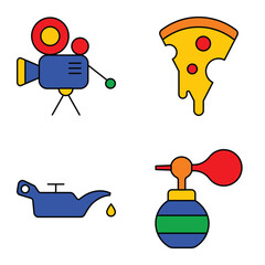 Modern Icons Flat Icon Set Isolated On White Background