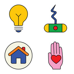 Modern Icons Flat Icon Set Isolated On White Background