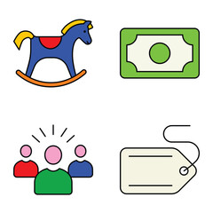 Modern Icons Flat Icon Set Isolated On White Background