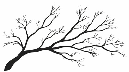 Naklejka premium Bare tree branch silhouette, winter landscape design element
