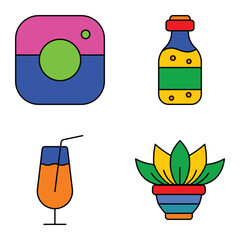 Modern Icons Flat Icon Set Isolated On White Background