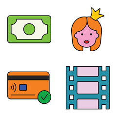 Modern Icons Flat Icon Set Isolated On White Background