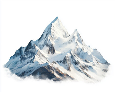Winter mountain with white snow covered isolated background