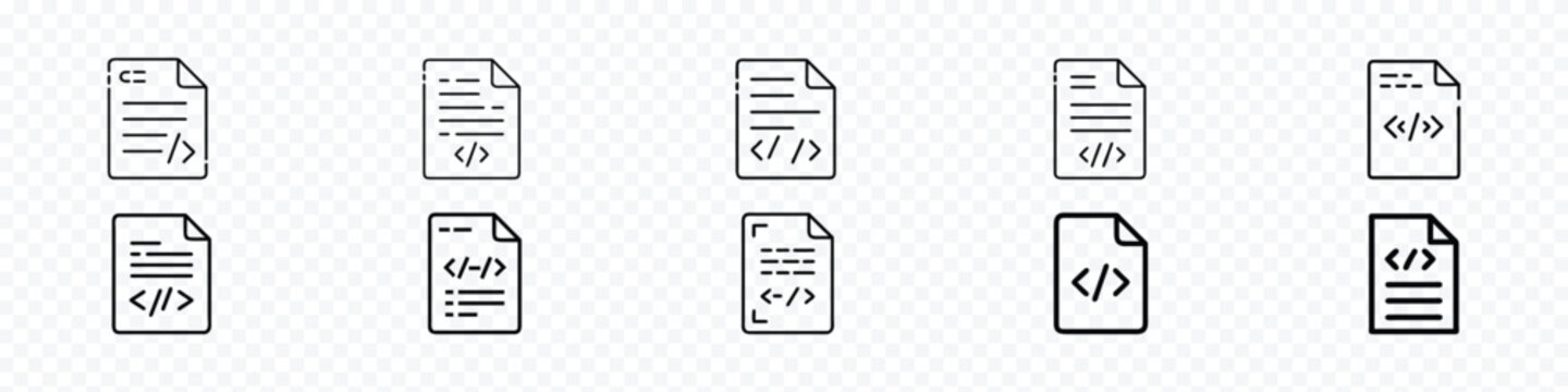 script line icon, coding write icon, write code icon, Programming code vector icons set, programming line craft collection