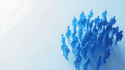 Wireframe figures gather in a digital space