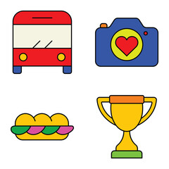 Modern Icons Flat Icon Set Isolated On White Background