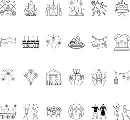 Celebration Icons Festive Events, Parties, Fireworks, and Joy