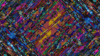 Abstract painting on craft paper with brushstrokes of different colors. Illustration for background