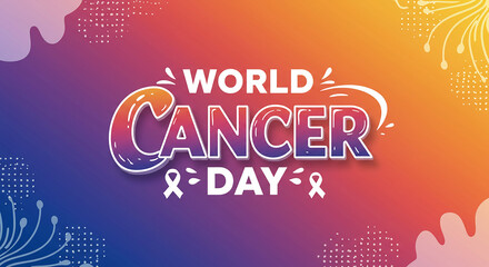 World Cancer Day Awareness Colorful Gradient Design Illustration