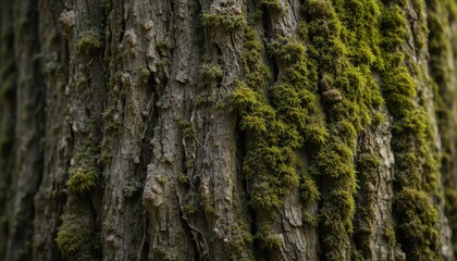 textured tree bark with moss