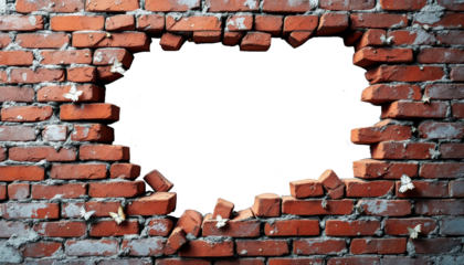 Broken red brick wall and many butterflies flying around in the air