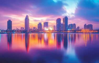 Obraz premium Stunning Fireworks Display Over San Diego Skyline