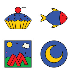 Modern Icons Flat Icon Set Isolated On White Background