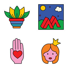 Modern Icons Flat Icon Set Isolated On White Background