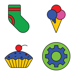 Modern Icons Flat Icon Set Isolated On White Background