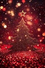 Festive Christmas Tree with Stars and Snowflakes