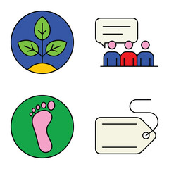 Modern Icons Flat Icon Set Isolated On White Background