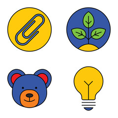 Modern Icons Flat Icon Set Isolated On White Background