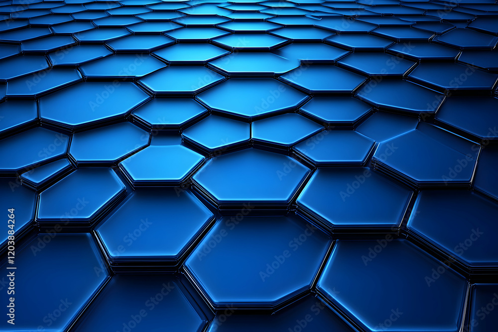 Poster abstract background of deep blue hexagonal shapes creating a futuristic, technological texture. idea