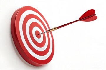 Precision Red Arrow Striking Bullseye for Success and Achievement in Marketing Strategy