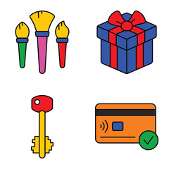 Modern Icons Flat Icon Set Isolated On White Background