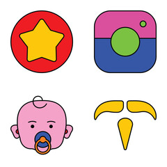 Modern Icons Flat Icon Set Isolated On White Background