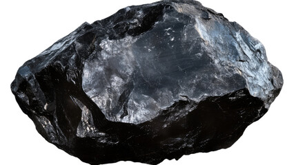 Obsidian Rock: A close-up shot of a rough, black obsidian rock, showcasing its smooth, glassy surface and unique texture.  