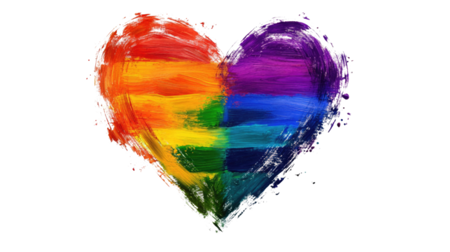Rainbow Heart: A vibrant and abstract heart painted in the colors of the rainbow, symbolizing love, acceptance, and diversity.