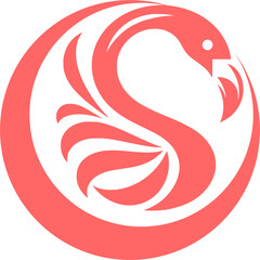 Flamingo bird tattoo design with tribal patterns and floral elements in a fiery red and orange style