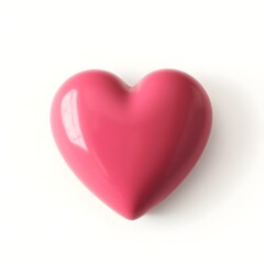 Fototapeta premium Bright Pink Heart on White Background: Valentine's Day Symbol for Love and Romance