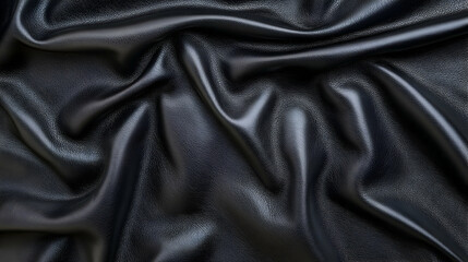 Obraz premium Draped black silk fabric, elegant texture, studio shot, background for design