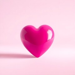Bright Pink Heart on White Background: Valentine's Day Symbol for Love and Romance