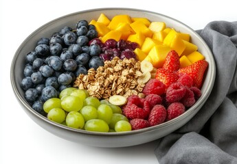 Colorful fruit and granola breakfast bowl. (5)