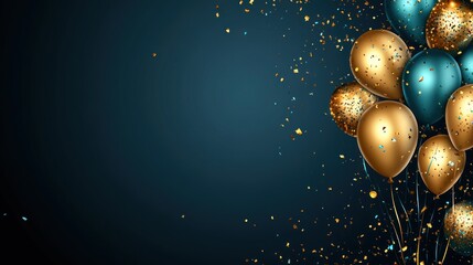 Fototapeta premium Elegant Gold and Teal Balloons Celebration