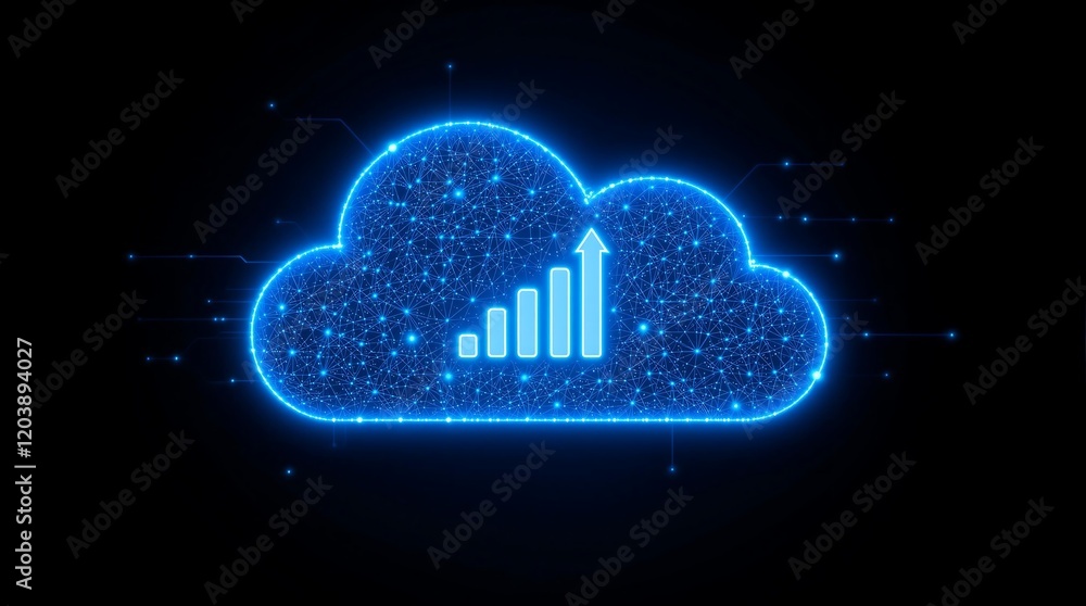 Aufkleber cloud with digital growth chart symbolizing saas innovation and scalability