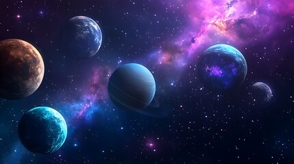 Fototapeta premium Space Exploration Banner Highlighting Futuristic Concepts and Discovery