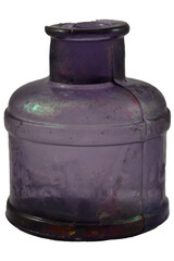 Antique iridescent purple bottle isolated