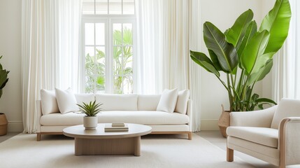 Bright and airy interior with plants