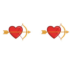 Modern Cupid's Arrow Piercing a Heart with Golden Accents &ndash; Perfect for Valentine&rsquo;s Day Logos and Digital Stickers