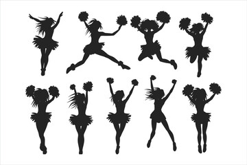 set of people dancing silhouettes isolated on a white background