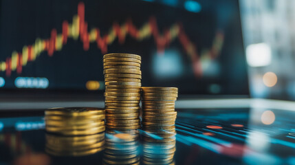 Abstract business Financial charts show a significant increase in profits in the stock market.This is driven by higher interest rates and continued growth. In the innovation world network of financial